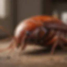 Close-up view of a cockroach in a residential setting.