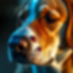 Close-up of a dog's skin showing symptoms of ringworm