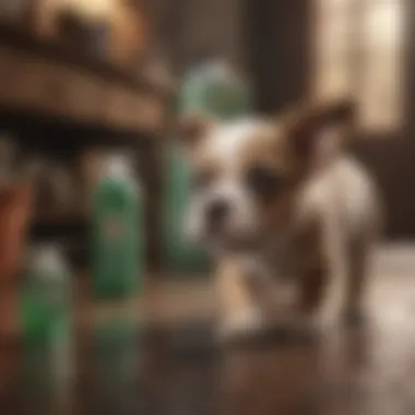 Pet owner using cleaning products effectively