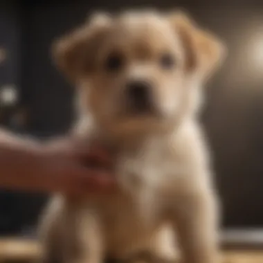 A puppy being groomed with care
