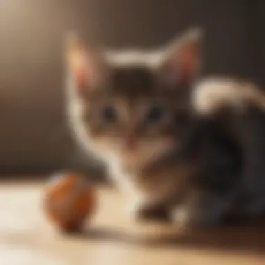 A kitten interacting with a toy