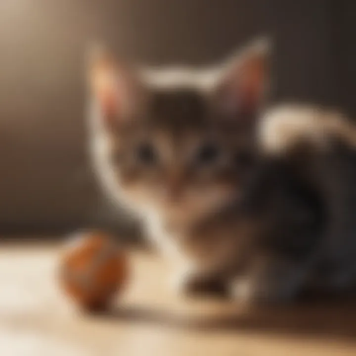 A kitten interacting with a toy