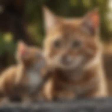 A cat owner using positive reinforcement with a kitten