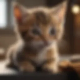 A kitten receiving veterinary care for flea treatment