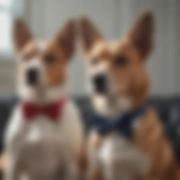 Two elegant dogs with bow ties