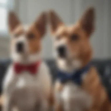Sophisticated Canine Duo Two elegant dogs with bow ties
