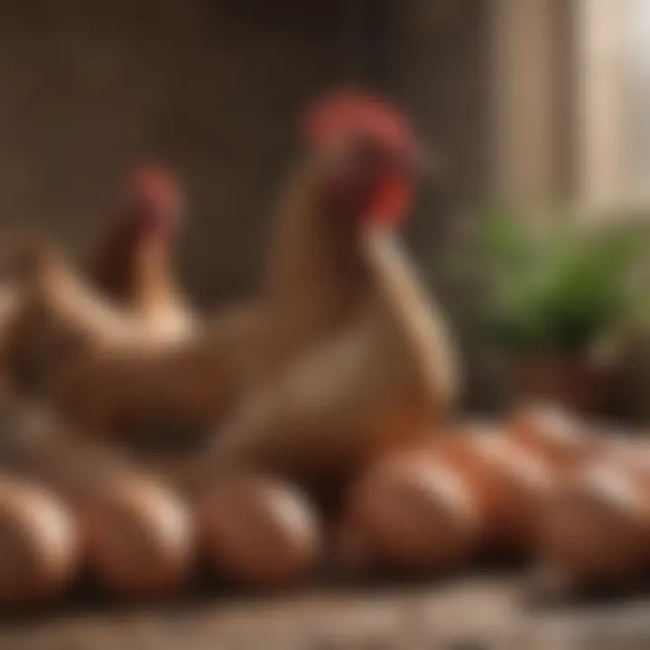 Elegant Marans hen laying brown eggs