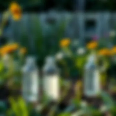 Vinegar Solutions in the Garden Outdoor setup of vinegar solutions in a garden