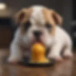 Cute English Bulldog Puppy Eating Balanced Diet