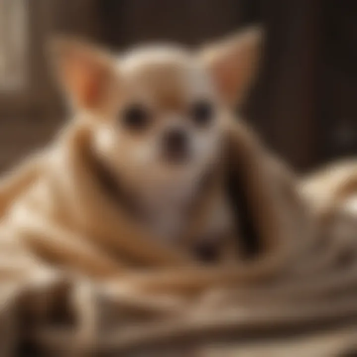 Chihuahua puppy cuddled up in a cozy blanket