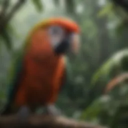 Enigmatic Conyard Parrot in lush tropical forest