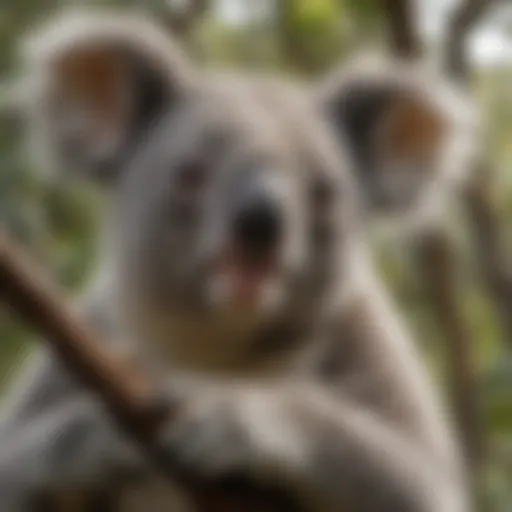 Curious Koala gazing at the treetops