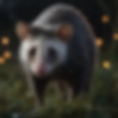 Enigmatic Opossum Nighttime Foraging