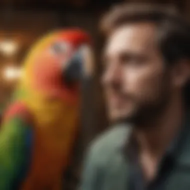 Bonding Moments: Parrot and Owner Connection Parrot Interacting with Owner