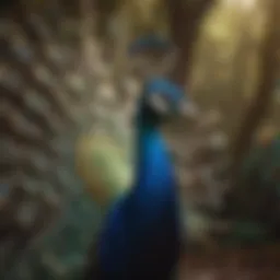 Ethereal elegance of a peacock displaying its plumage
