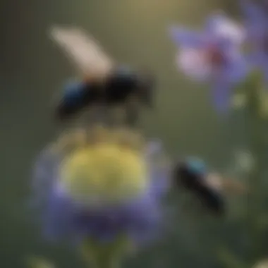 Enthralling Interaction Between Carpenter Bee and Flowers