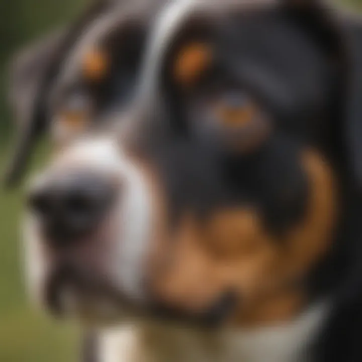 Close-up of an Entlebucher Mountain Dog's expressive eyes
