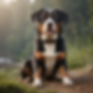 Entlebucher Mountain Dog in Its Natural Habitat Entlebucher Mountain Dog in a natural landscape