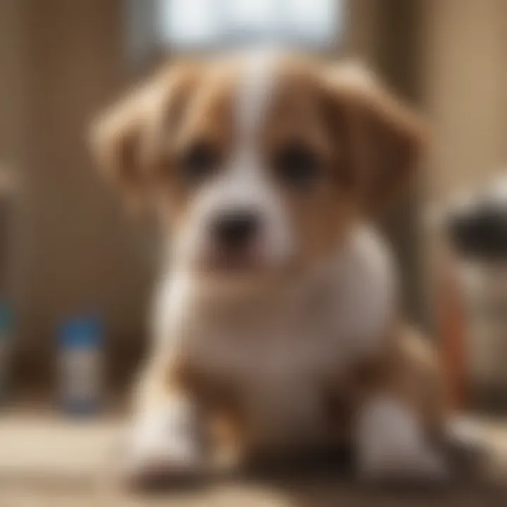A puppy receiving its first vaccination