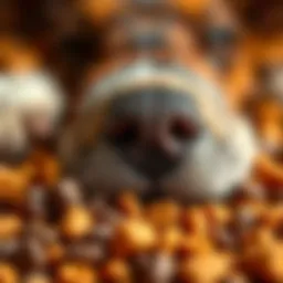 Close-up of premium kibble showcasing texture and color