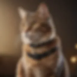 A sleek and compact cat tracker attached to a collar, showcasing its modern design.