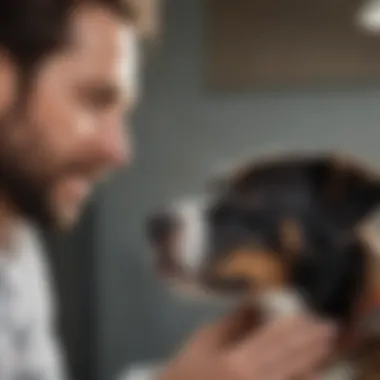 A veterinarian consulting with a pet owner about joint health.