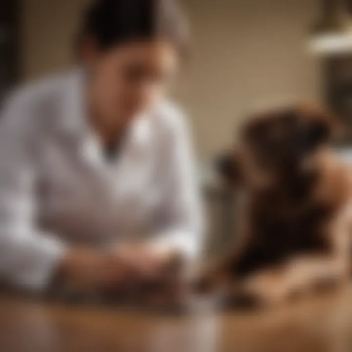 Veterinarian examining a dog after chocolate exposure