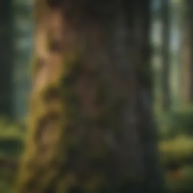 Moss-Covered Douglas Fir Trunk in Northern California