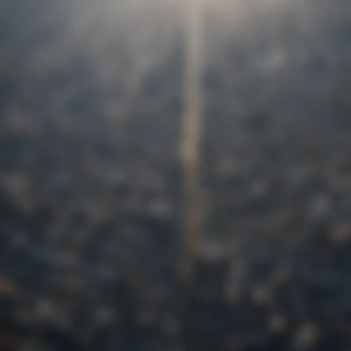 Aerial view of a heavily polluted city skyline