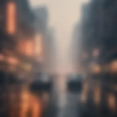 Smog enveloping a busy urban street