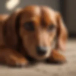 Dachshund with irritated skin scratching furiously