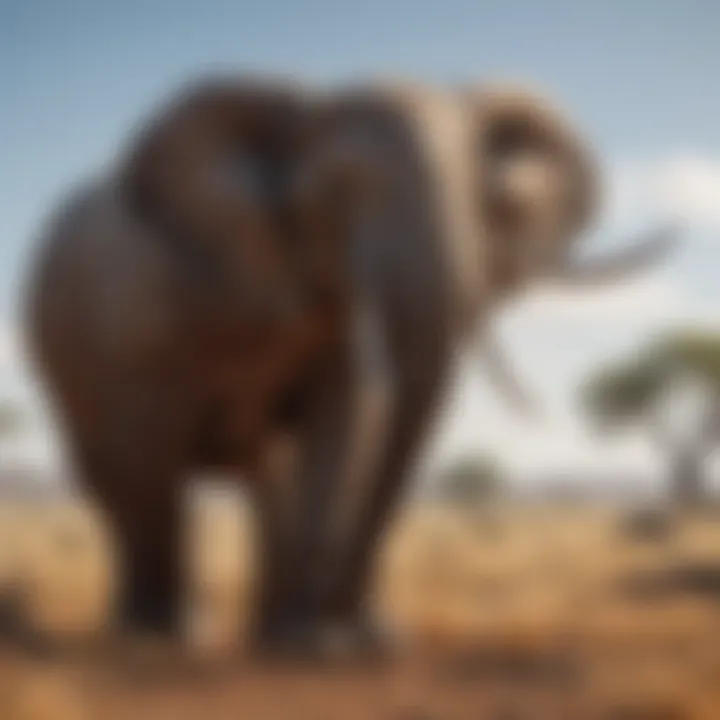 Giant mammal trumpeting in the savannah