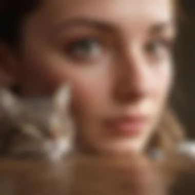 Inquisitive Cat Owner Exploring Flea Meds Cat owner researching various flea treatment options online