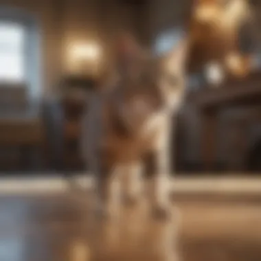 Playful Cat in Flea-Free Environment Cat playing joyfully in a flea-free living space