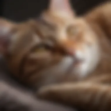 Serenely Sleeping Cat Post Flea Treatment Close-up of a cat blissfully sleeping after flea treatment
