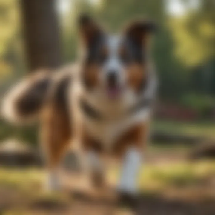 American Shepherd playing joyfully in a park