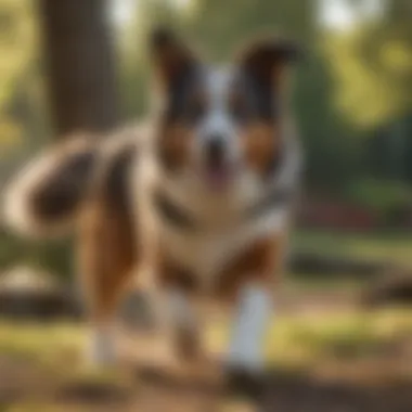 Playful American Shepherd in a Park Setting American Shepherd playing joyfully in a park