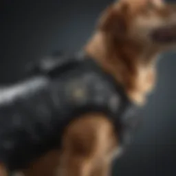 Close-up of the anti raptor dog vest showcasing material and design features
