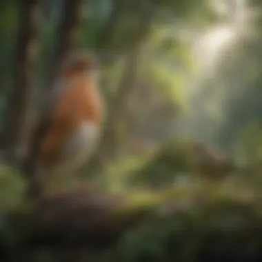 Birdwatchers observing avian species in a lush habitat