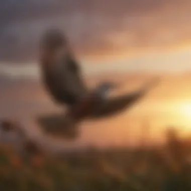Journeys Across Skies: The Majesty of Migratory Birds A migratory bird in flight during sunset