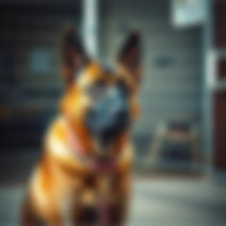 A Belgian Malinois at a rescue shelter, awaiting a new home Belgian Malinois in a rescue shelter