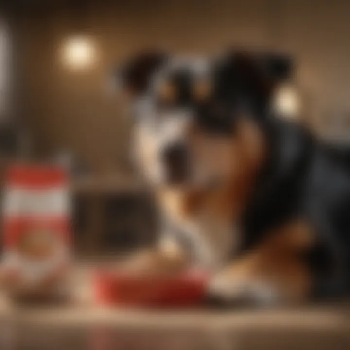 A veterinarian recommending Purina anti-allergy dog food for a dog