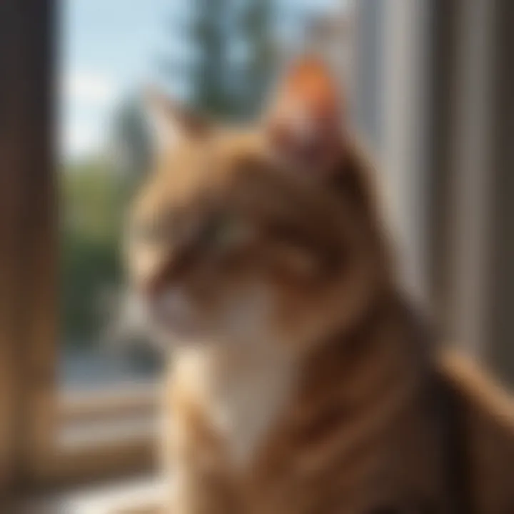 Safe indoor environment with window blocker for cats