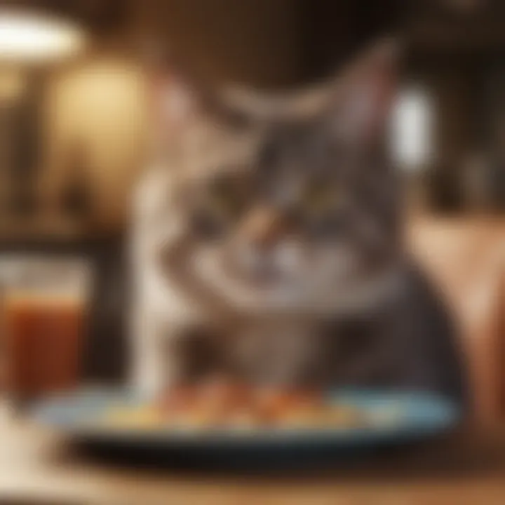 Happy Cat Enjoying Meal