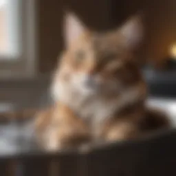 Elegant feline enjoying a pampering bath
