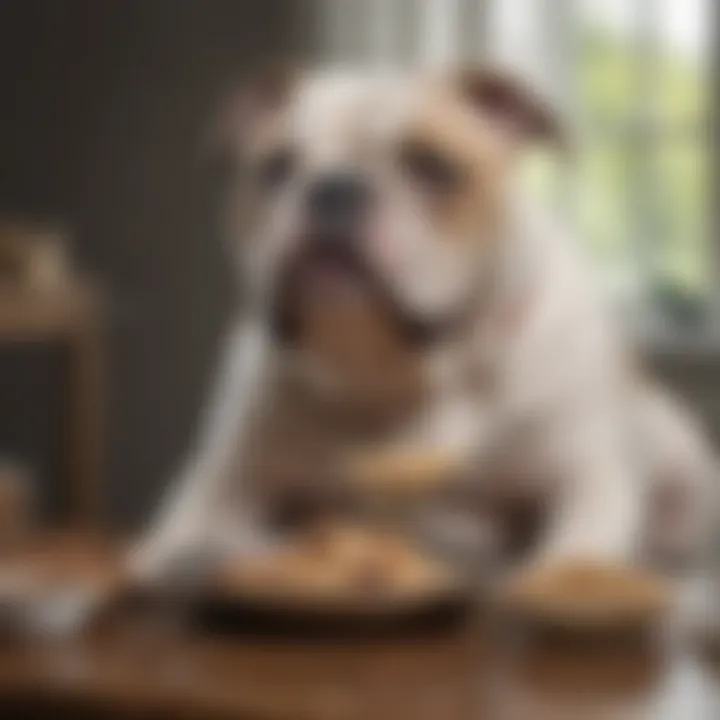 Olde English Bulldog enjoying a balanced meal