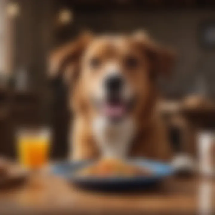 Illustration of a happy and healthy dog enjoying a meal