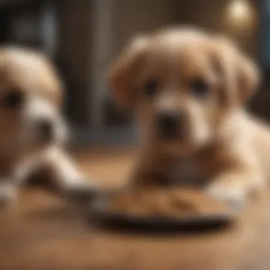 Puppies enjoying a balanced meal together