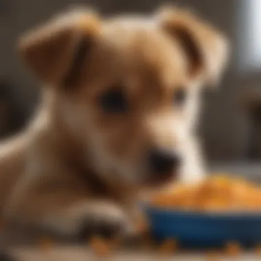 Healthy puppy eating nutritious dog food