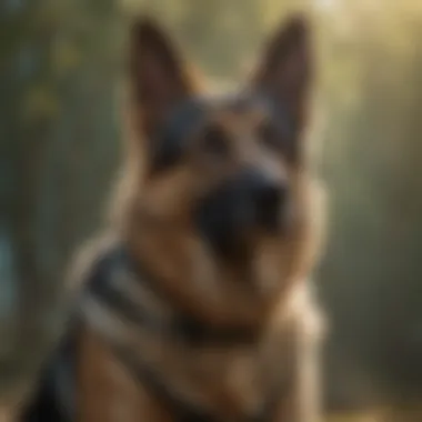 A poised German Shepherd service dog providing emotional support